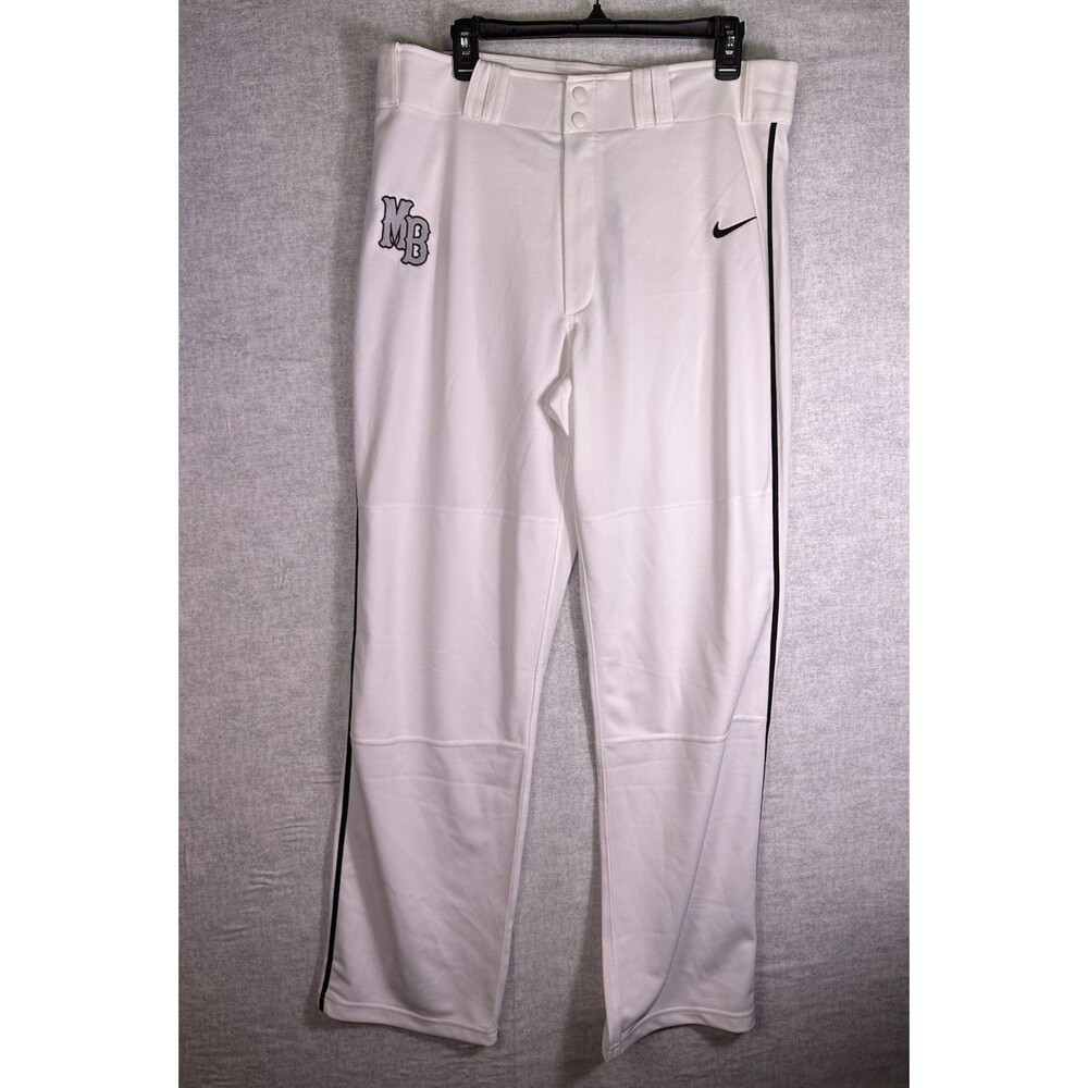 NWT Men’s Nike  White Baseball Pants Black Piping Branded Sz Large 35”x32”